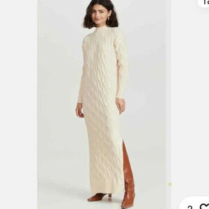 Line And Dot Dorothy Revolve Size Large Sweater Dress Cream Cable Knit Stretch